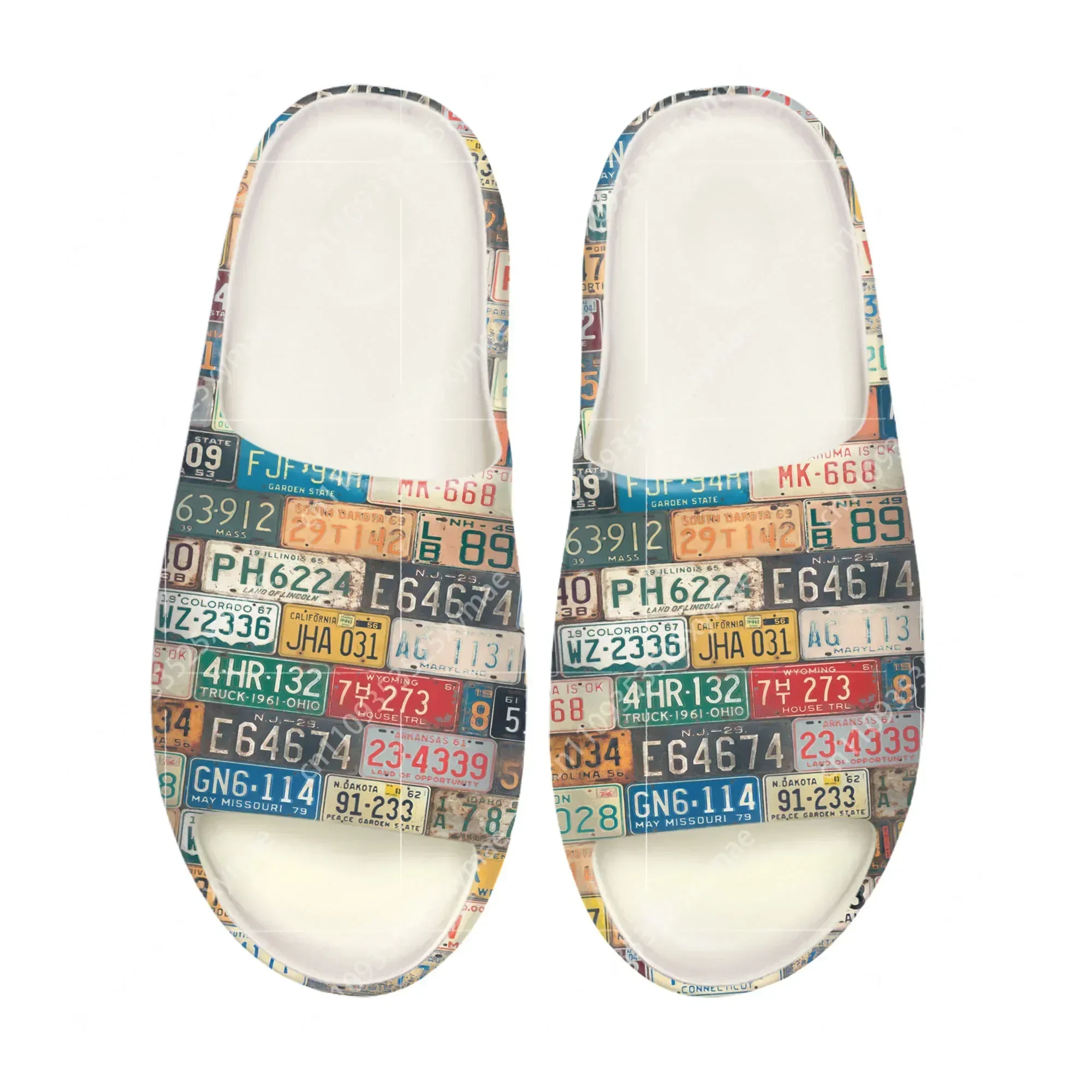 License Car Plate Number Soft Sole Sllipers Home Clogs Custom Water Shoes Mens Womens Teenager Stepping on Shit Beach Sandals