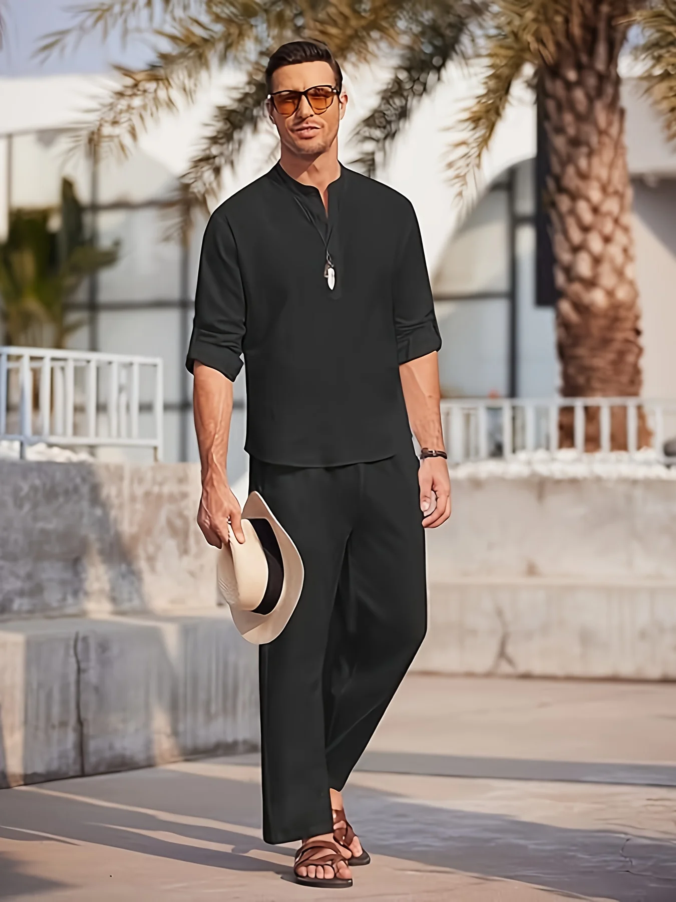 

New stylish daily commuting high-quality solid-color fashionable spring-autumn men's casual pure cotton suit