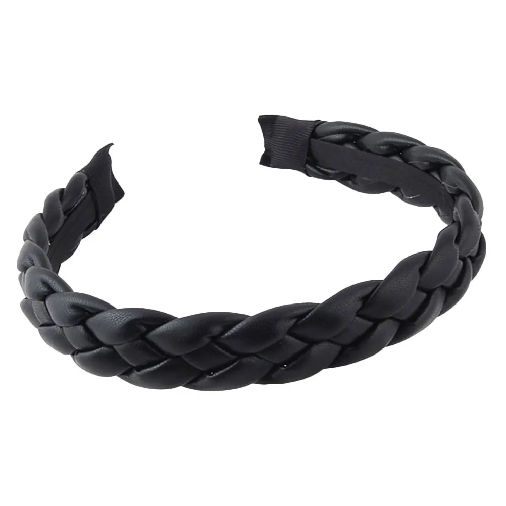

Retro Braided Wide Brim Headband For Cosplay Party Hair Decor Durable Pu Plastic Material Lovely Broadside Headdress Photo Props