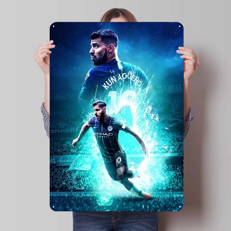 KUN AGUERO постер спортивный металлический знак современное украшение дома гостиная на заказ жесть знак для настенного художественного украшения палочка Deko KUN AGUERO постер спортивный металлический знак современное украшение дома гостиная на заказ жесть знак для настенного художественного украшения палочка Deko
