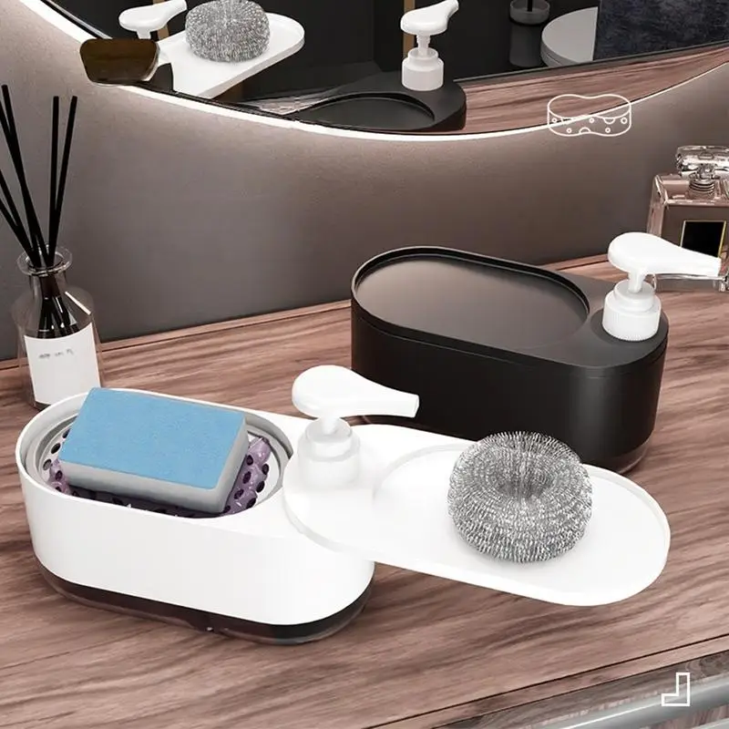 

Soap Dispenser With Sponge Holder Shampoo Dispenser Soap Pump Container Storage Organizer Holder For Home Bathroom Kitchen
