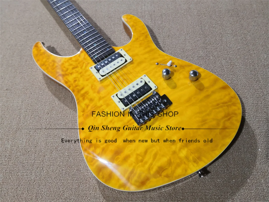 6-String Electric Guitar, Suh Guitar, Yellow Body, Yellow Maple Neck Single Shake Bridge,HH pickups