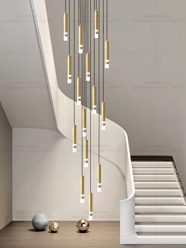 LED Designer Chandelier Minimalist Modern Gold Living Room Lighting Interior Decoration Bedroom Lamp Nordic Staircase Chandelier