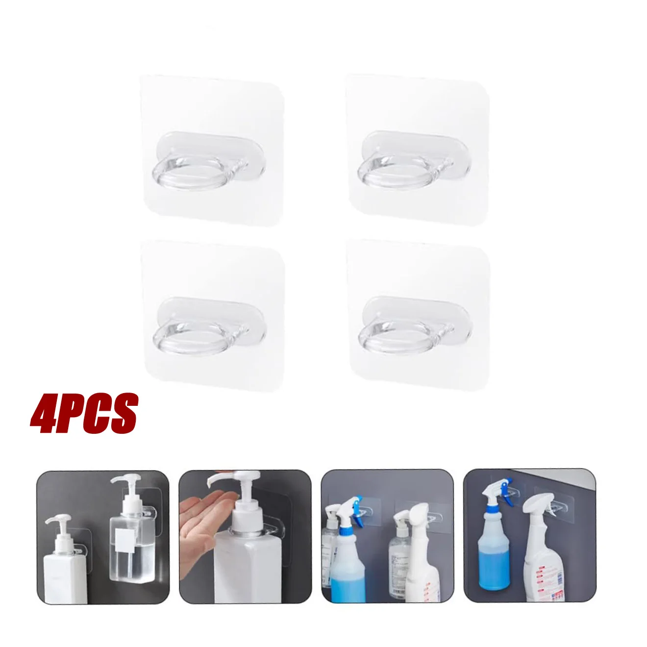 Wall Mounted Self-Adhesive Shampoo Bottle Shelf Liquid Soap Shower Gel Organizer Hook Holder Shelves Hanger Bathroom Accessories