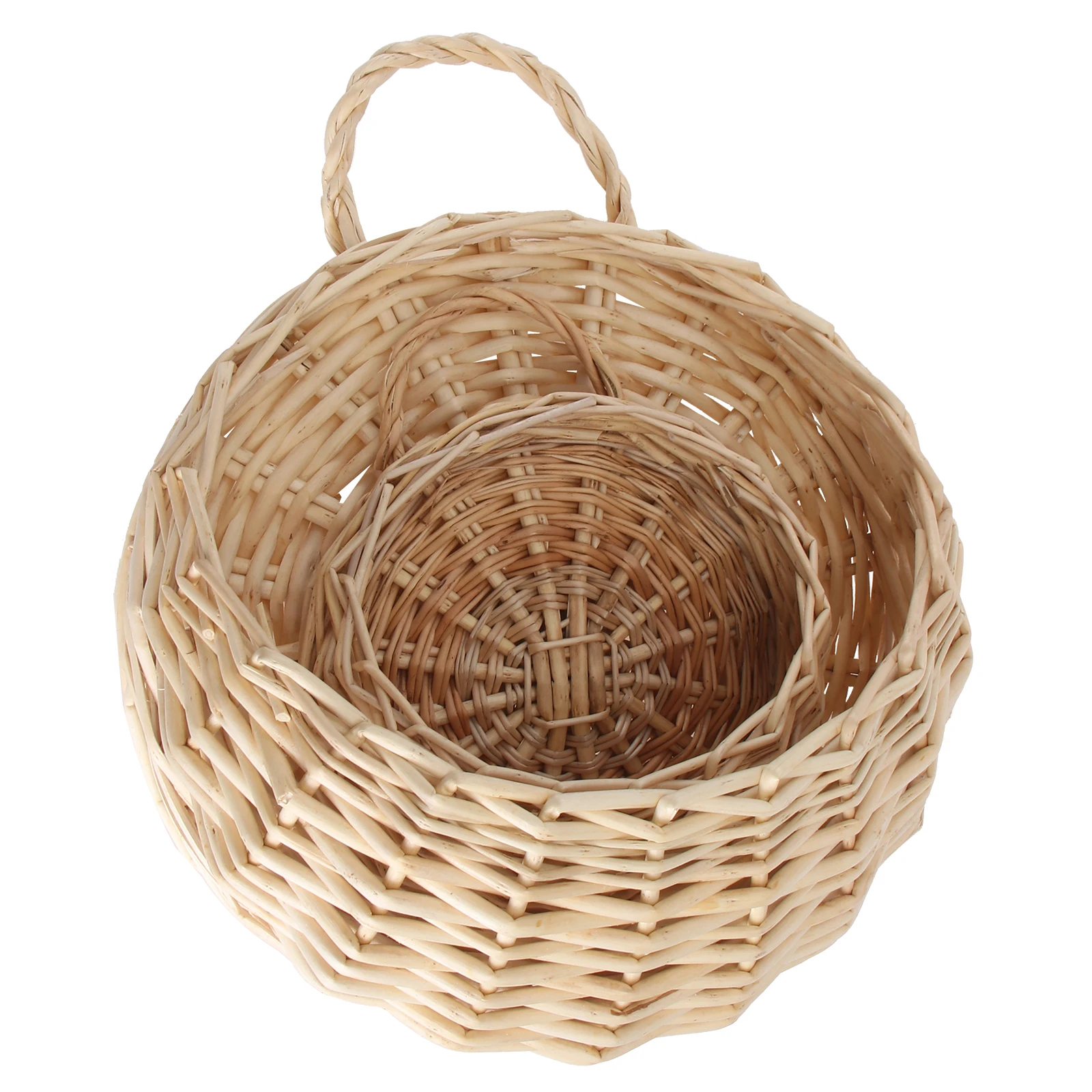 

2 pcs Rattan Hanging Wall Basket Wicker Flowerpot Durable Balcony Artificial Plants Decor