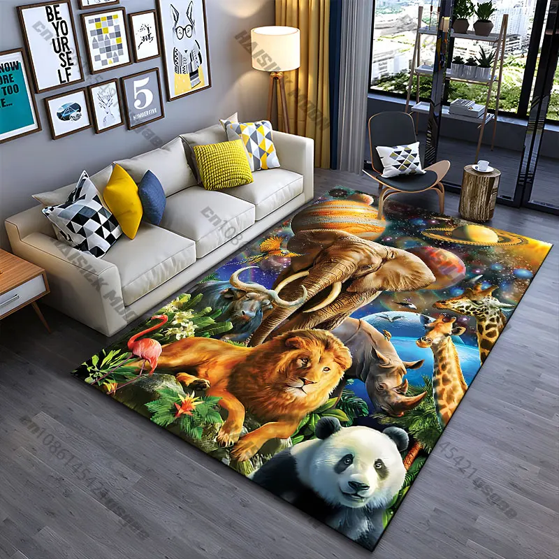 Animals planets nature cosmic harmony carpet Yoga living room room decor children's crawling mat doormat area rug games mat