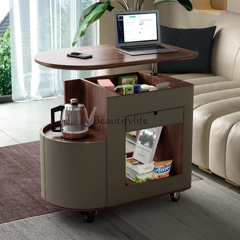 نمط خشب متين رفع طاولة القهوة غرفة المعيشة المنزل خزانة جانبية متنقلة متعددة الوظائف عربة الشاي ss 8617 #3