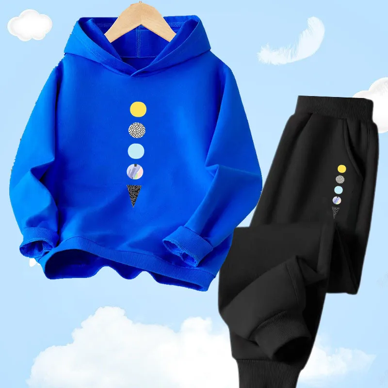 Spring Autumn Kids Clothes Boy's Cotton Sport Space Rocket Hoodies Pants 2pcs Set Children Boys Sweatpant Tracksuit