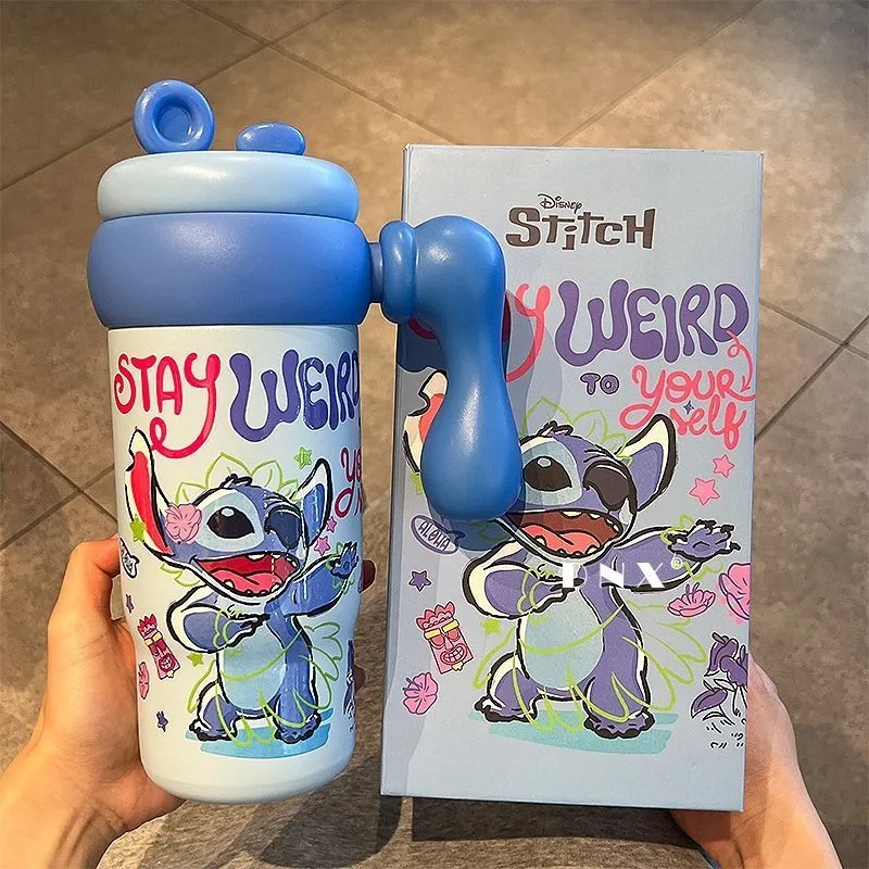 Disney Stitch cartoon anime waterbeker grote capaciteit ijs dominante beker met rietje nieuwe hoogwaardige thermosbeker cadeau groothandel