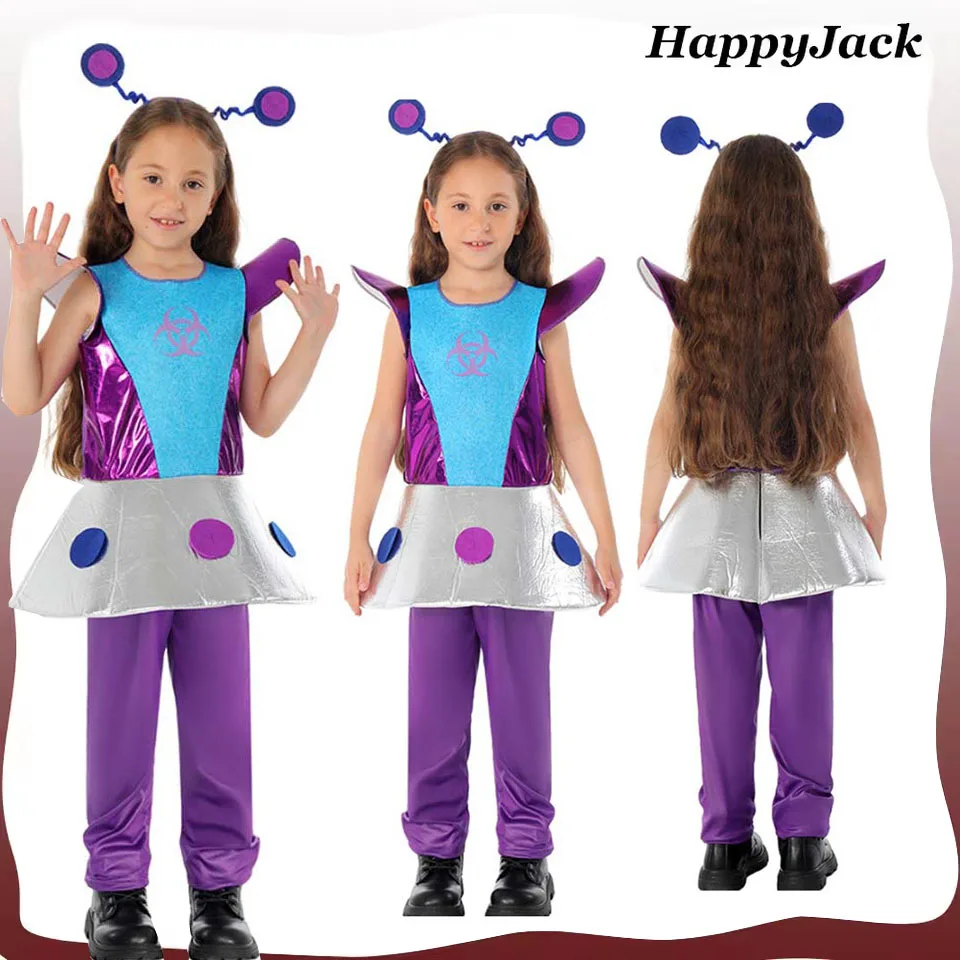 

Alien Cosplay Costume Kids Children Stage Performance Headband Shirt Pants Tutu Skirt Outfits Halloween Carnival Disguise Suit