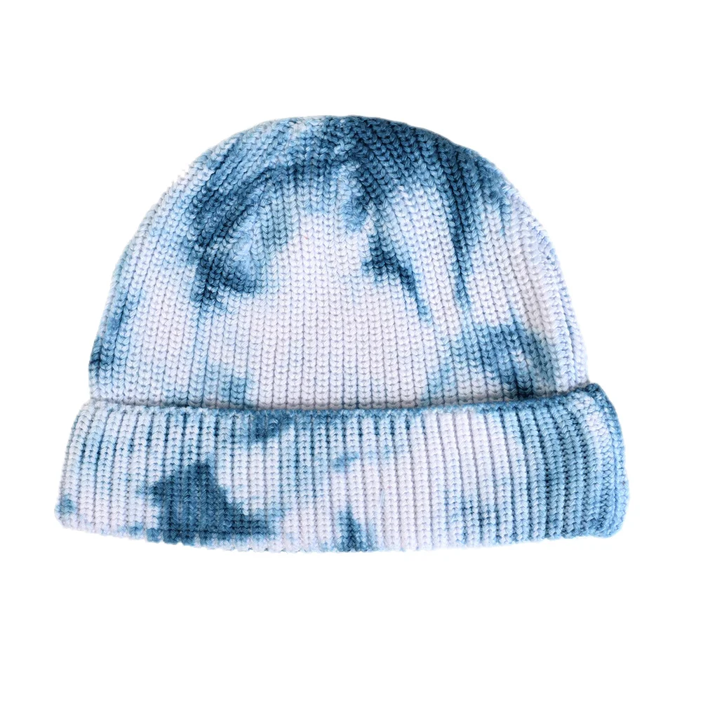 1 pc tie-tingido tricô lã chapéu cor gradiente quente inverno boné para mulheres masculino unisex gorro all-match casual chapelaria