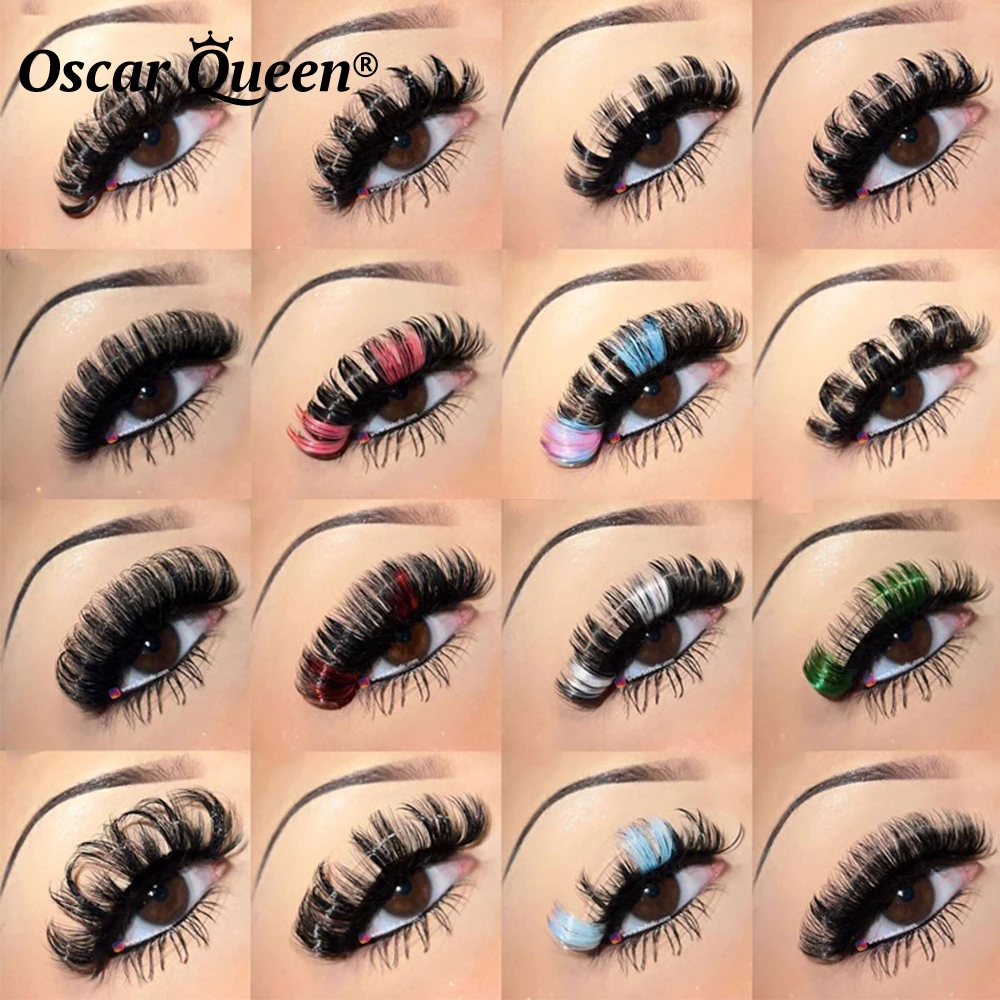 DD Curl Russian Strip Lashes Bulk Wholesale 3D Colored Faux Mink Lashes 5D Natural Fake Eyelashes Packaging Box Makeup Tools