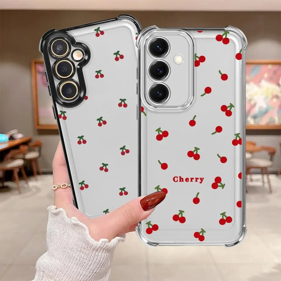 Cute Cartoon Cherry Lichee Pattern Phone Cover Case for Samsung Galaxy A15 A26 A33 A25 A52 A17 A13 A16 A35 A36 A24 A21s 