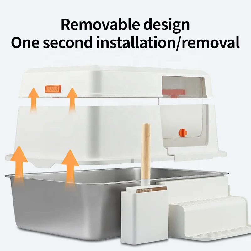 Super-Large Anti-Splash Stainless Steel Cat Litter Basin Easy Cleaning Non-Stick Feature Fat Cat Multi-Kitten Friendly Box