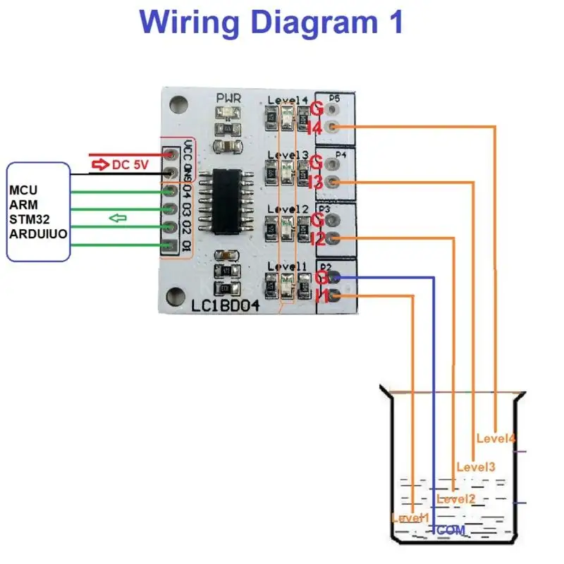 High Precise Liquid Level Sensor Controller Modules with 4Digit Display with/without Pin Connector for Fluid Monitoring