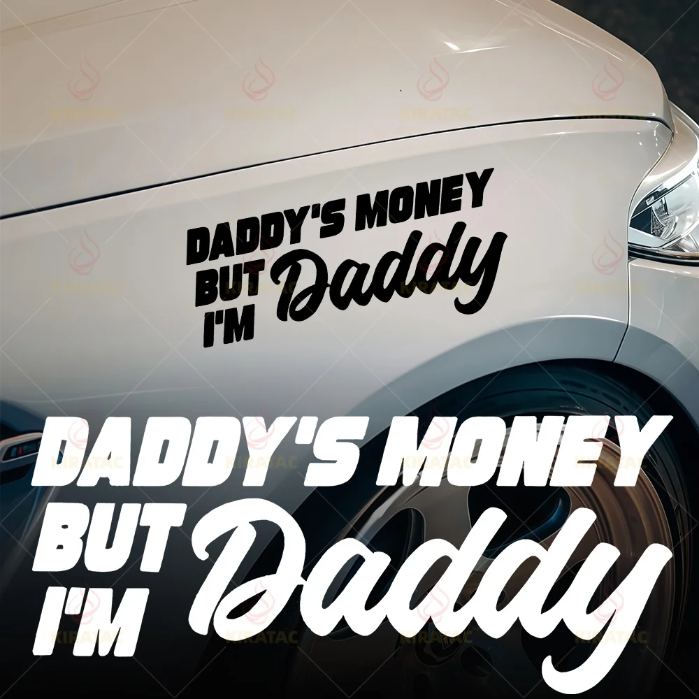 

1Pc "Dad's Money But I'm Dad" Funny Waterproof Vinyl Sticker for Motorcycle Car Window Fuel Tank Fairing