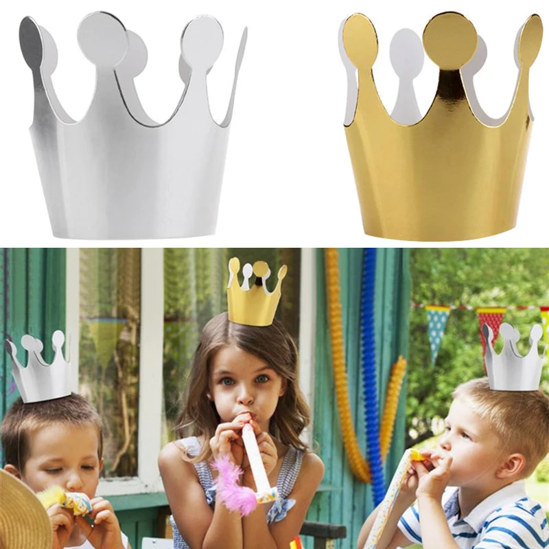 10 uds/5 uds niños adultos Feliz cumpleaños Mini sombreros de papel gorra Príncipe princesa corona decoración de fiesta para niño niña