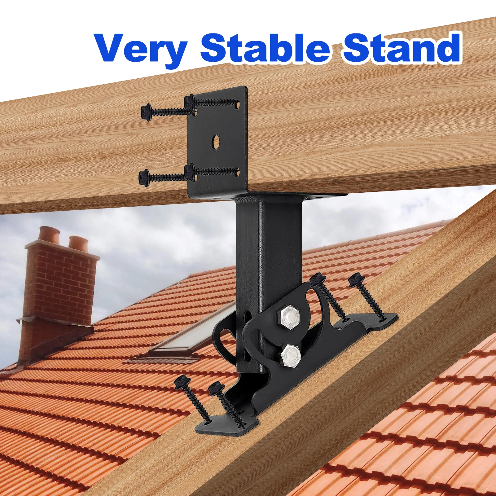 3 Pack Heavy Duty Roof Riser Brackets Kit, Adjustable Angle Metal Gazebo Roof Support Hardware, Black Powder Coated Pergola Beam Bracket for Patio Cover, Wood Beam Gazebo, Outdoor Structure Mounting Kit