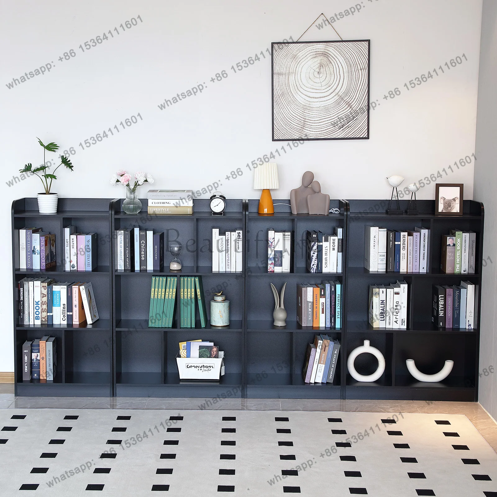 3-Tier Book Shelf with Back Panel 6 Cube 3 Shelf, Stability and Durable Bookcase,Multifunctional Cube Storage Organizer