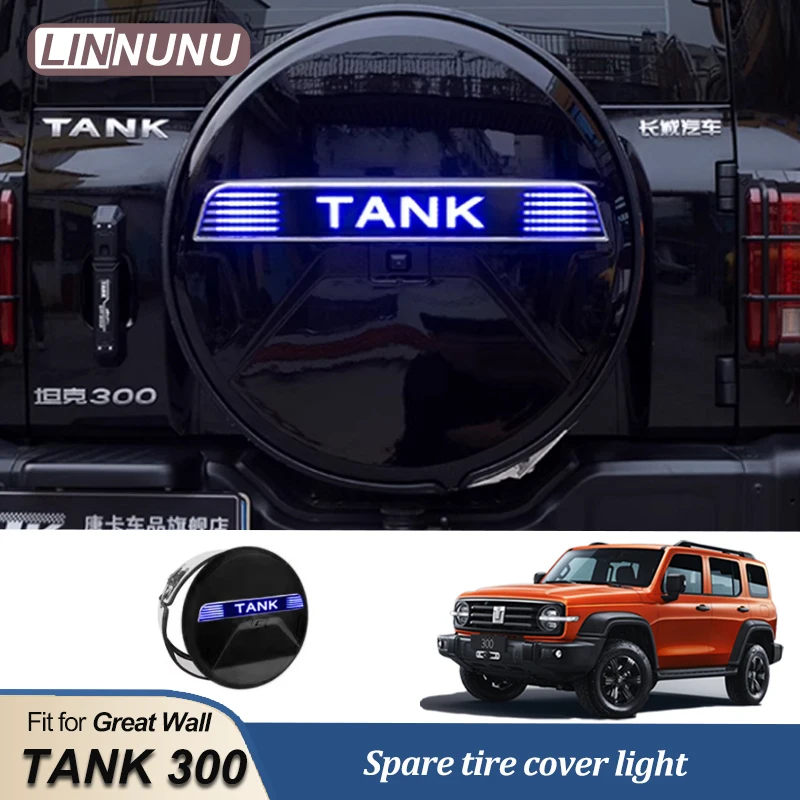 LINNUNU Spare tire cover with light Tank 300 22-23 Spare Tire Cover Full Package Tailgate Tire Cover Exterior Decor Modification