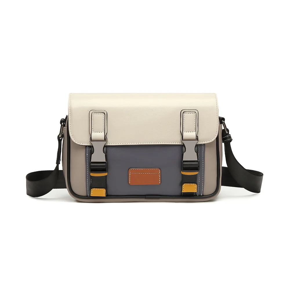 2023 New Men Spliced Small Square Crossbody Bag Fashion Casual Large Capacity Shoulder Bag For Street Wear