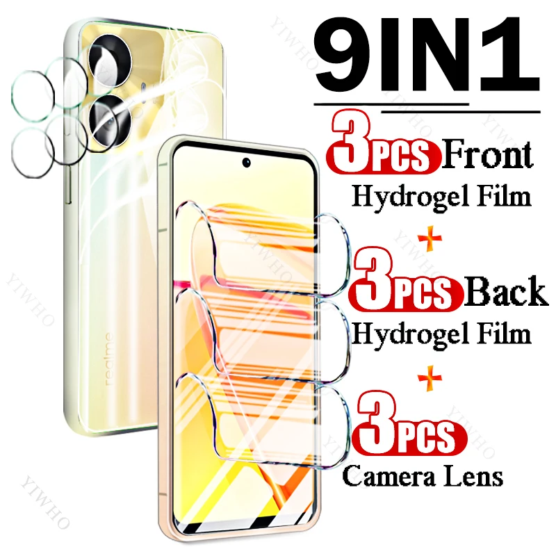 

9in1 Full Cover Front Back Hydrogel Film for Xiaomi Poco C55 RMX3710 Fingerprint Screen Protector for Xiaomi C 55 Camera Lens HD