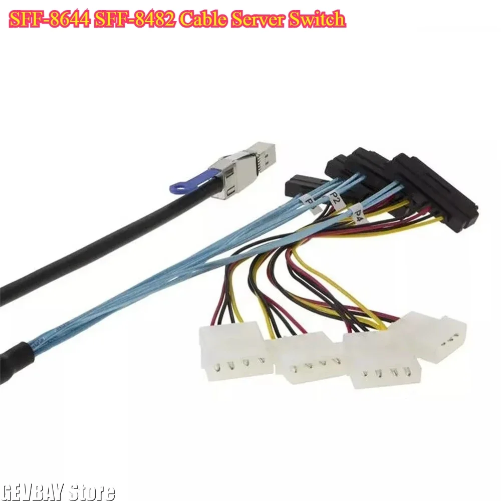 Mini SAS External Hard Disk Cable SFF-8644 to SFF-8482, 1m & 2m Options for Server and Switch Use