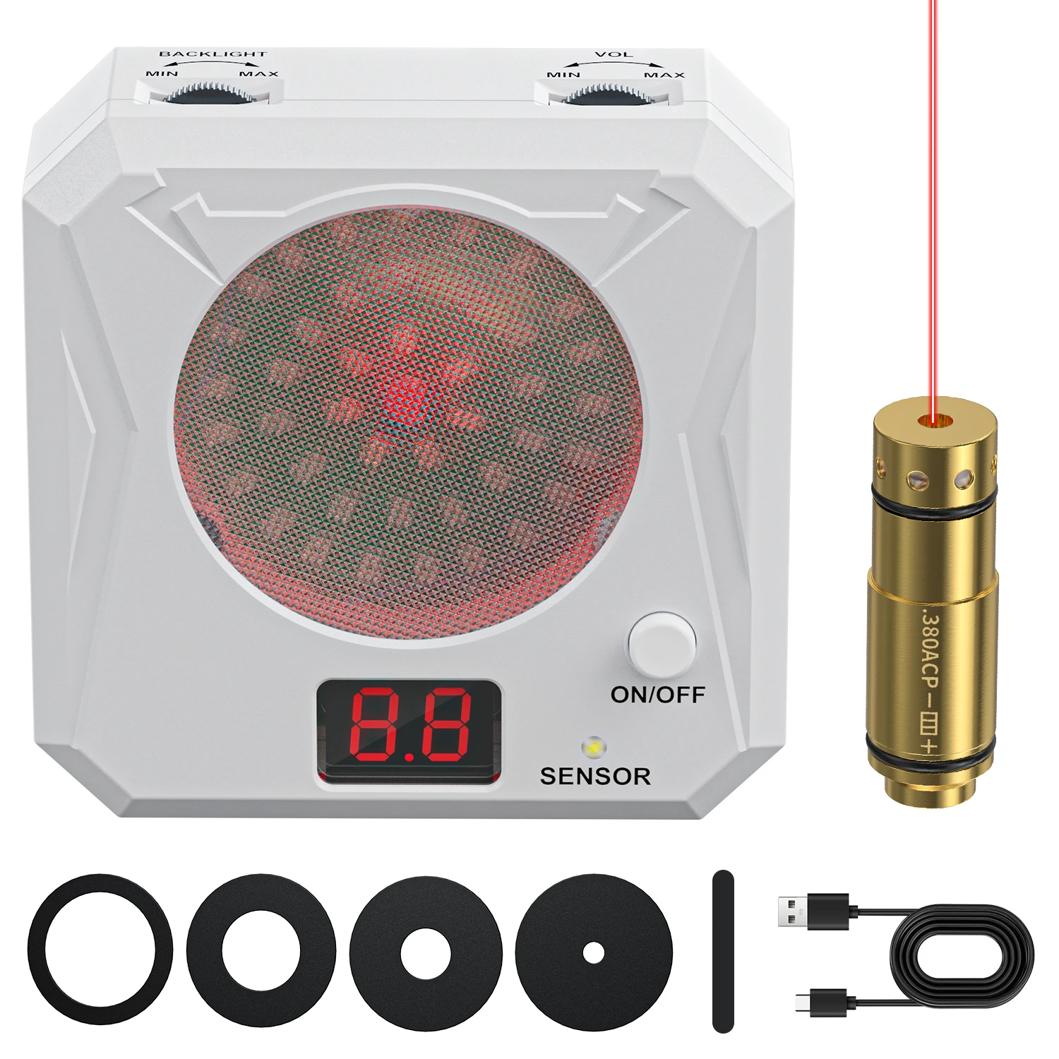 Dry Fire Laser Training Kit Electronic Scoring Target Digital Display Brass Laser Calibrator Bullet Indoor Shooting Practice Set.