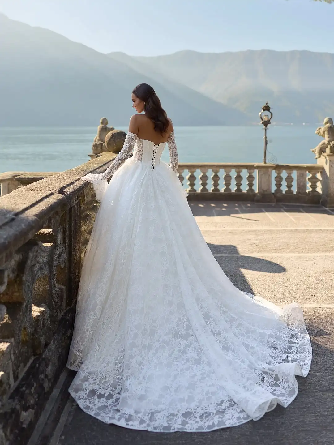 

Роскошное бальное свадебное платье с открытыми плечами, кружевное, с длинными рукавами, из тюля, с аппликациями, корсетное, в стиле принцесса, Vestido De Novia