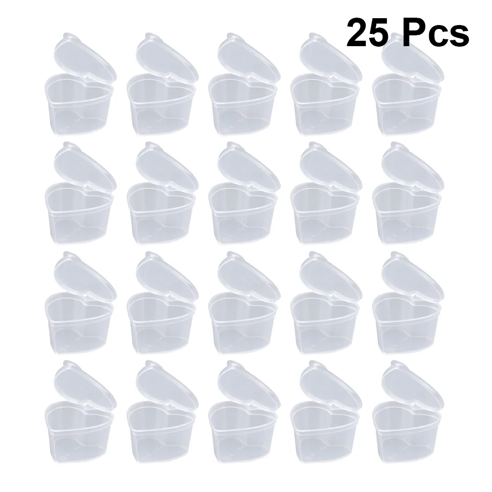 

25 PCS Fillable Heart Ornament Hearts Condiment Storage Bins with Lids Craft Case Organizer Cases Jewelry Seal