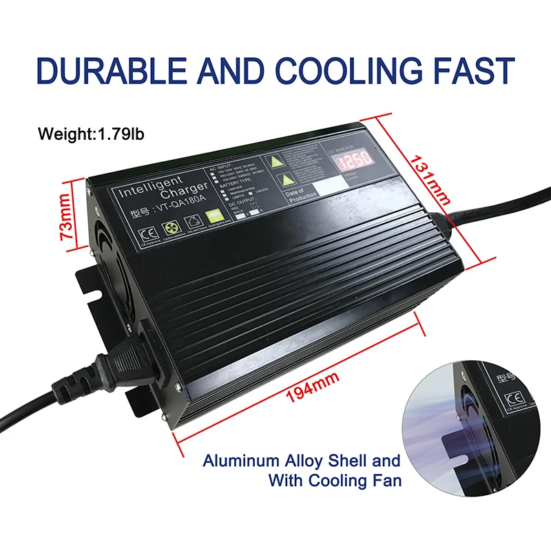 Professional Lithium Battery Charger LiFePO4 Lead Acid Smart Charger for Golf Cart 12V 24V 48V Factory Supply