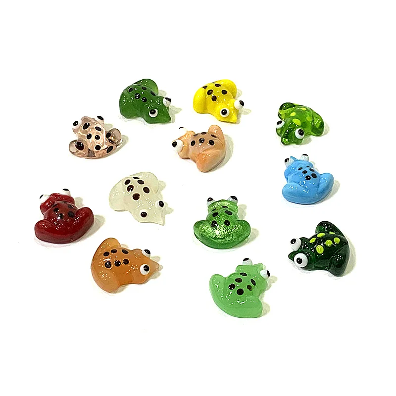 2pcs Mini Glass Frog Figurine Cute Animal Ornaments Home Desktop Fairy Garden Micro Landscape