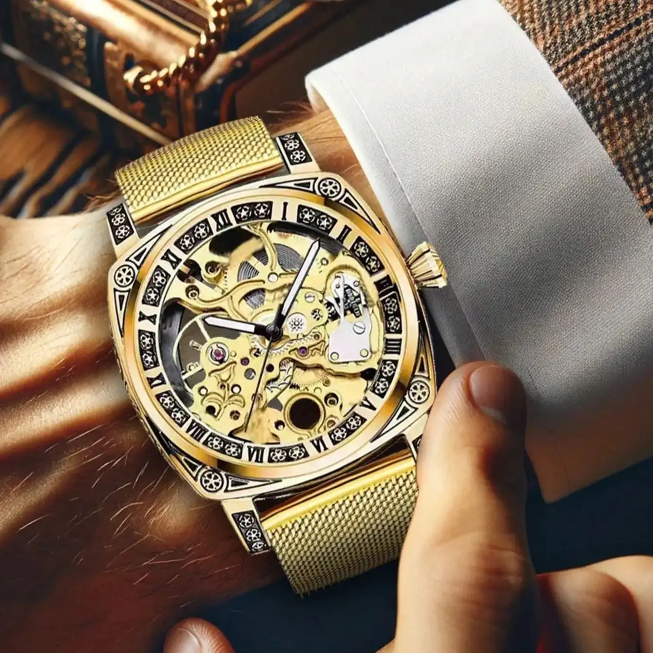 The new model is a fashionable, high-end, atmospheric, trendy, handsome, retro, simple, and luminous men\'s mechanical watch