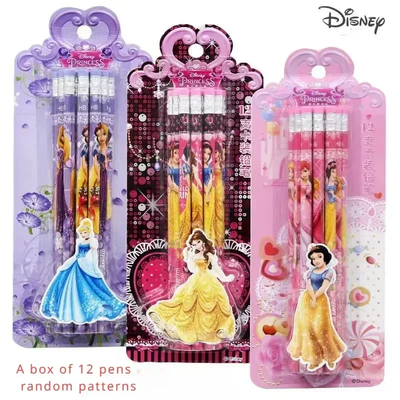 New Disney HB Pencil with Eraser Cartoon Mickey Minnie Stitch Princess Painting Pencil Learning Stationery Kids Student Gift