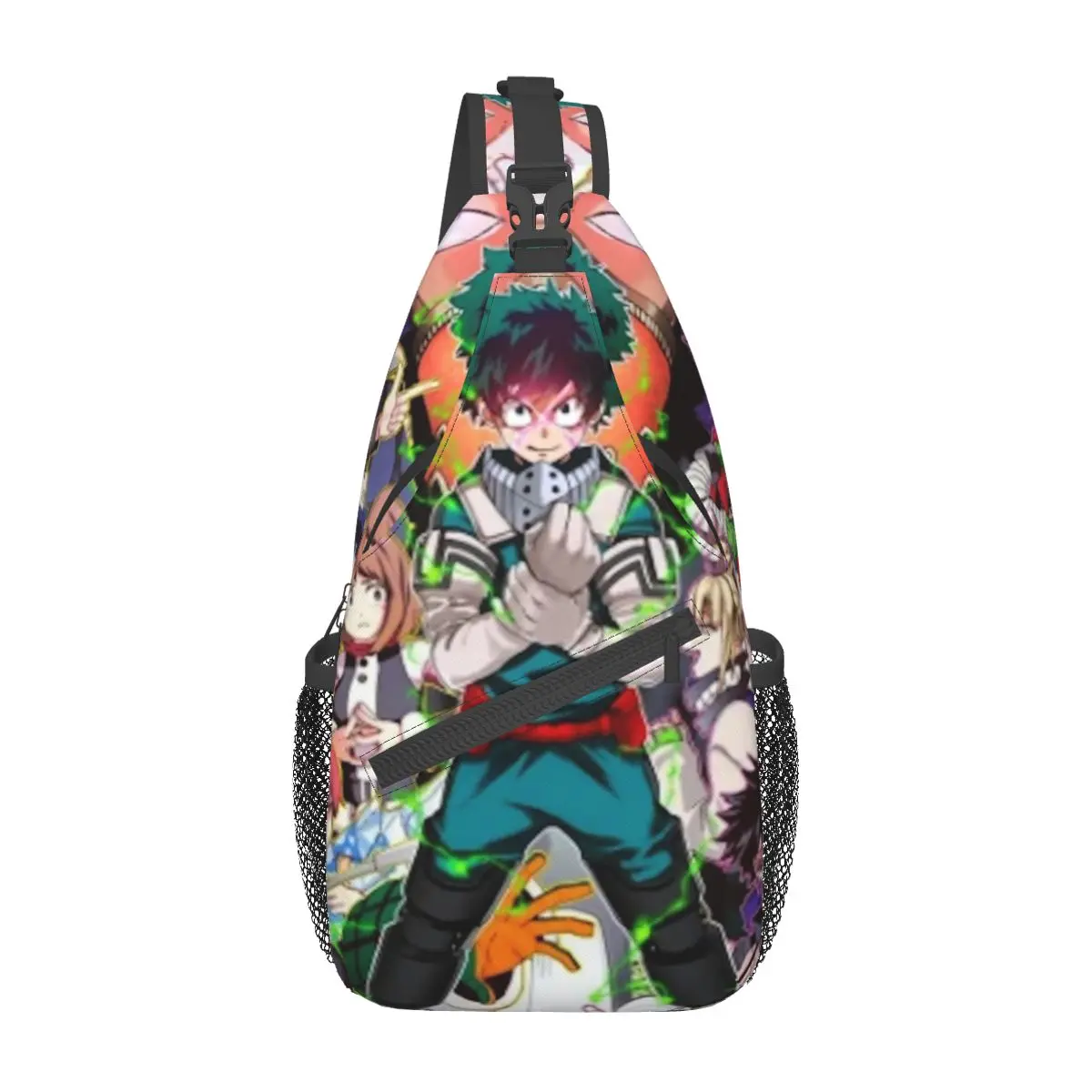 My Hero Academia-bandolera pequeña para el pecho, mochila de hombro, mochila de viaje, senderismo, mochila con patrón de Manga