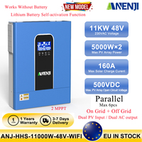 11KW 48V Parallel Hybrid Solar Inverter 6.2KW 220Vac MPPT Pure Sine Photovoltaic Inverter 160A 120A Solar Charger PV 500VDC WIFI
