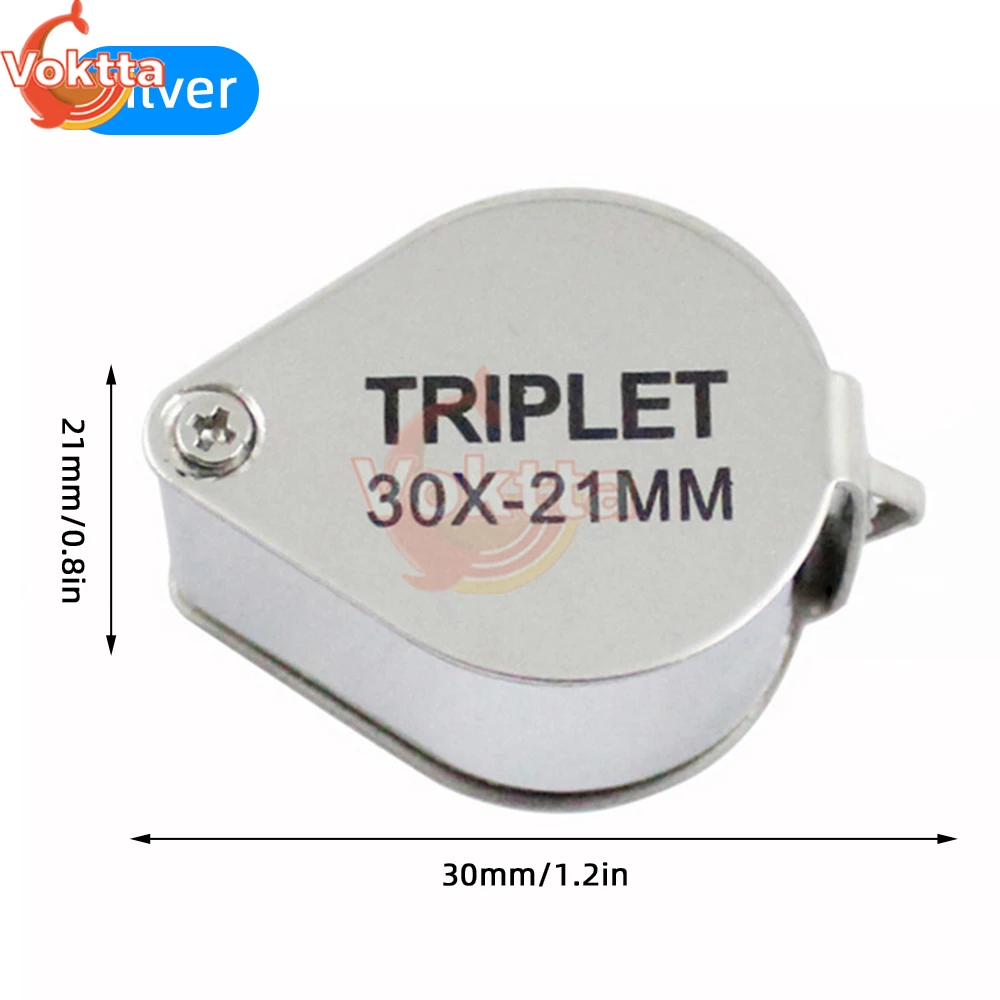 30X 20X 10X กระเป๋า Loupe แว่นขยายเครื่องประดับโลหะแว่นขยายเลนส์ Triplet Glass Diamond Jewelers แก้วเครื่องมือ