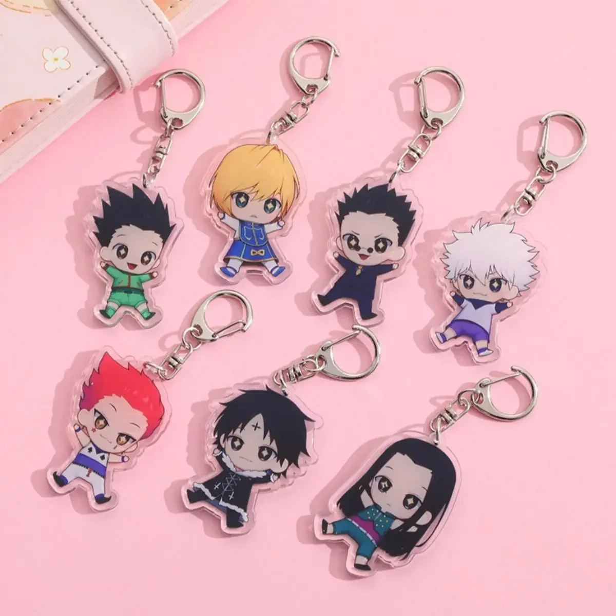 1/7Pcs Anime Hunter x Hunter Acrylic Car Keychain Cute Backpack Pendant Funny Bag Charms Accessories Decoration Holiday Gifts
