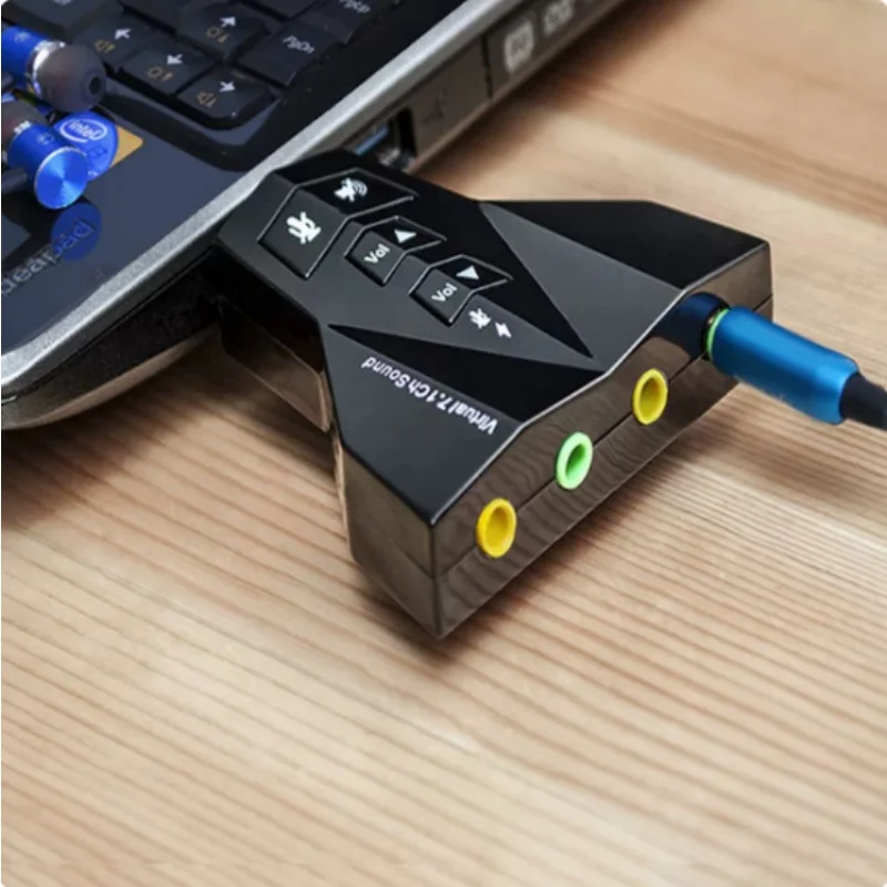 External USB Independent 7.1 Sound Card 5H with Line for Desktop Laptop Speaker Headphone Mic Conversion