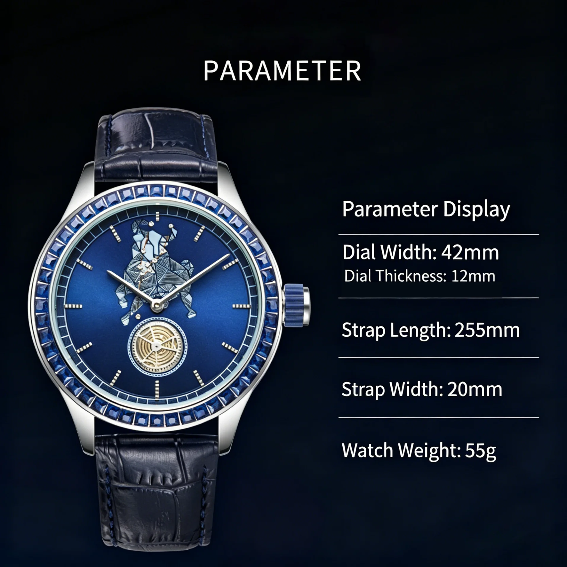 2026 Men's business quartz watch constellation dial leather strap waterproof fashion luxury men's dress watch Relogio Masculino