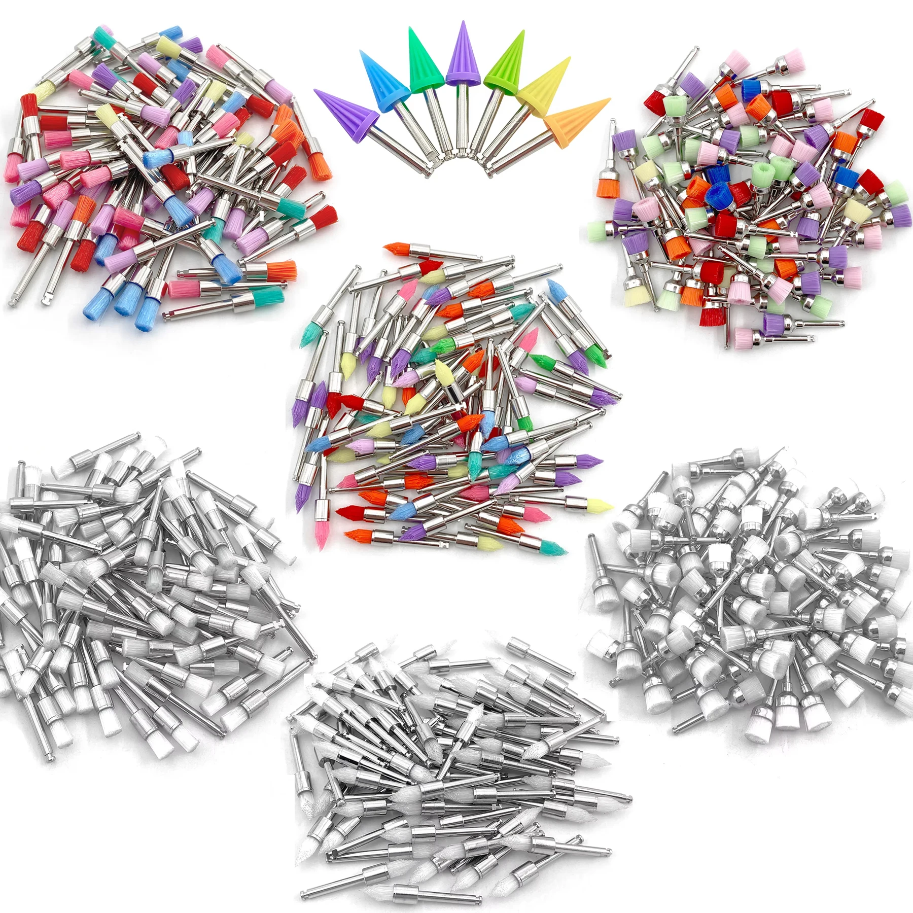 50pcs Dental Prophy Brushes Polishing Polisher Nylon Bristle Brush Polisher Cup Used for Stain Removal Teeth Whitening