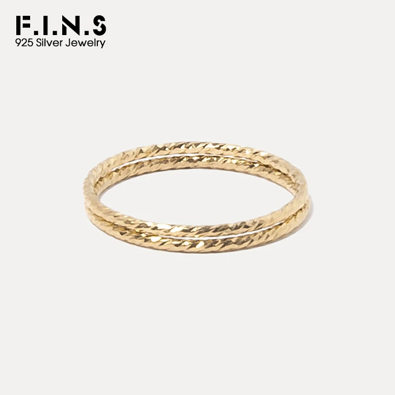 

F.I.N.S Минималистское стерлинговое серебро S925, витое простое кольцо в стиле INS, простые двухслойные линии, изящные ювелирные изделия на средний палец
