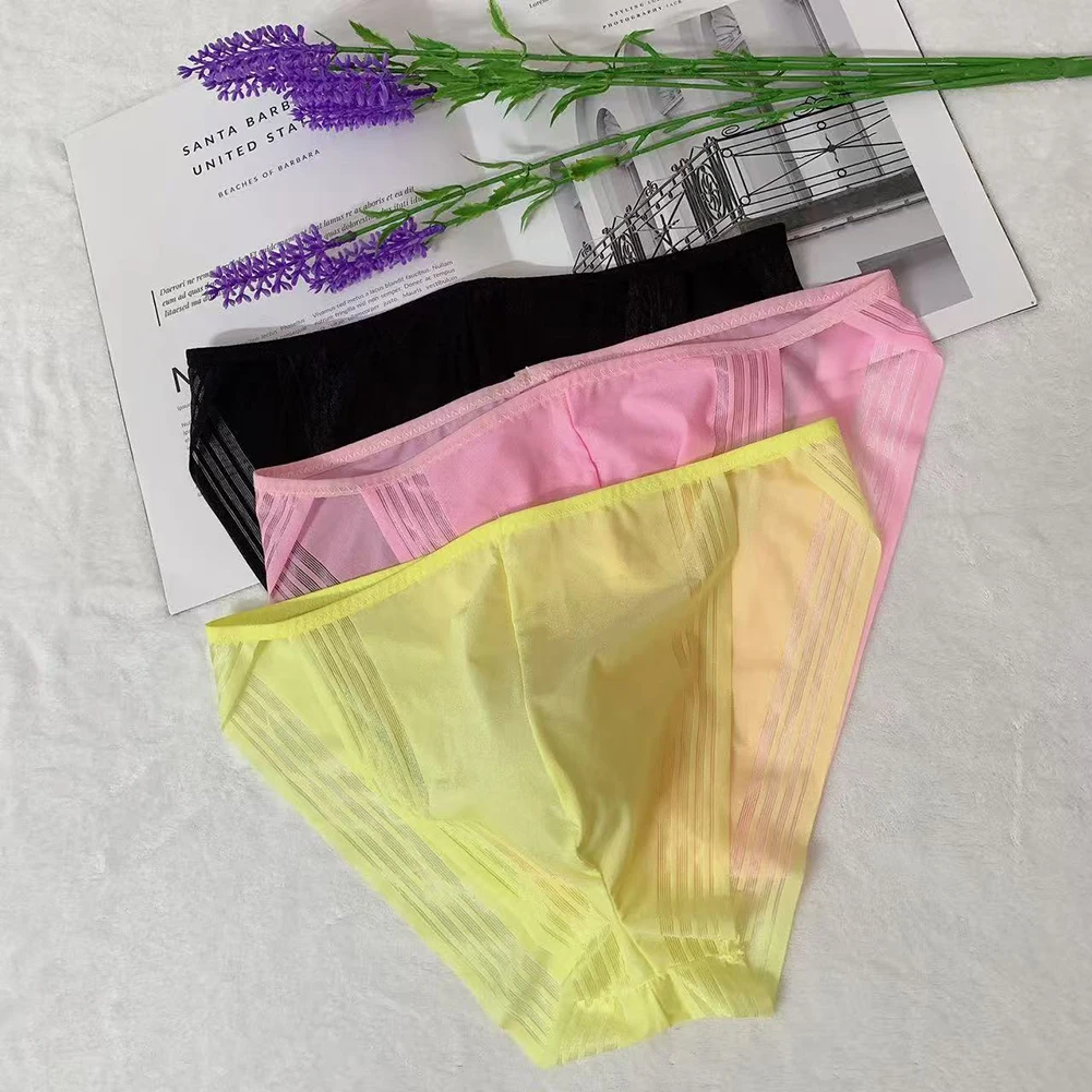 

Men Underwear See Through Breathable Seamless Low Rise Stretch Briefs Pouch Underpants Men Quick Dry Men's Triangular Panties