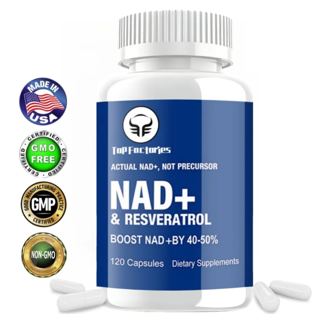 

Nad + Resveratrol Supplement - Anti-aging, Helps Energy, Promotes Cell And Skin , Promotes Blood Circulation