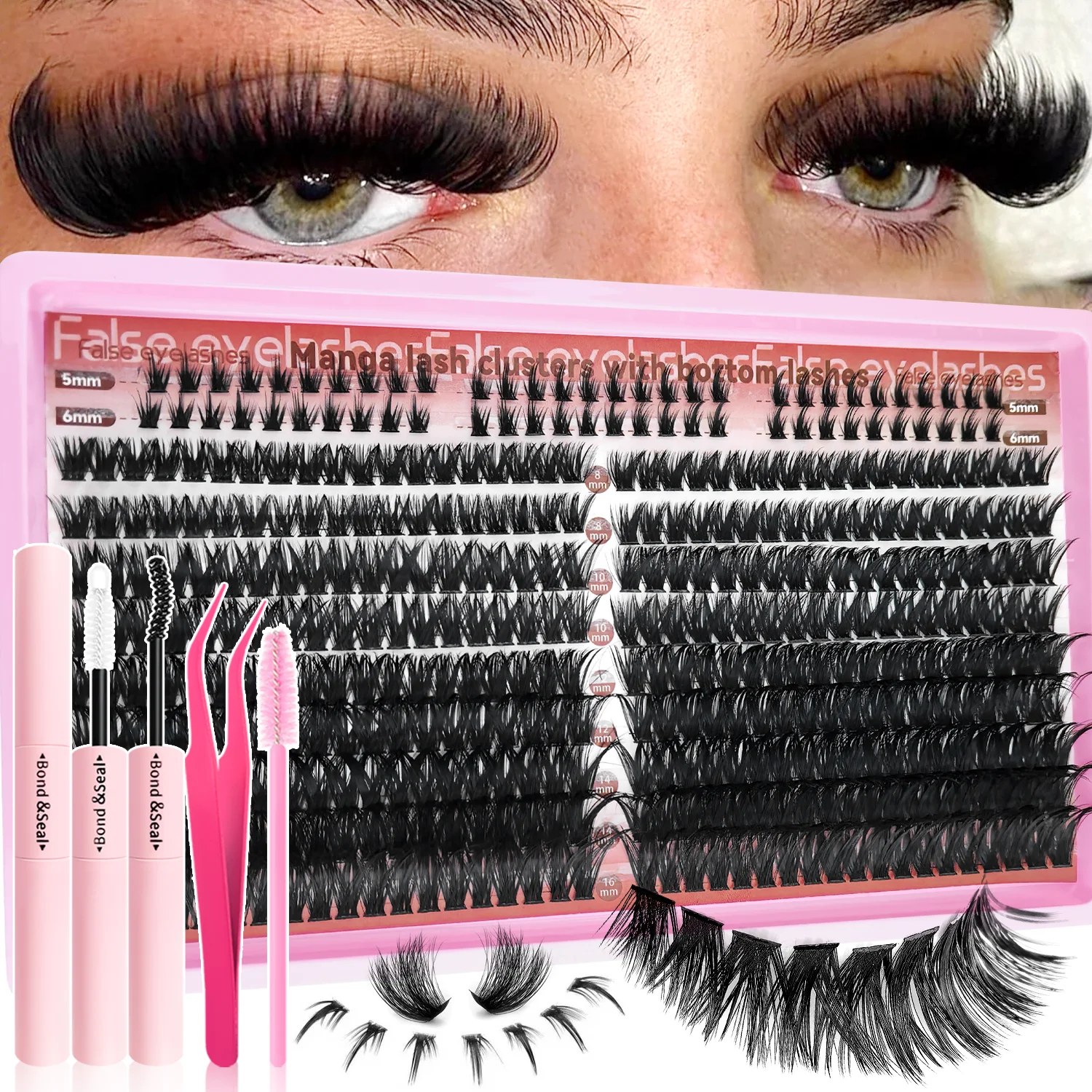 60/402PCS 100D Eyelash Set with Lower Eyelashes Thick & Comfortable for Daily Wear Party Wedding Night Makeup Lash Extensions