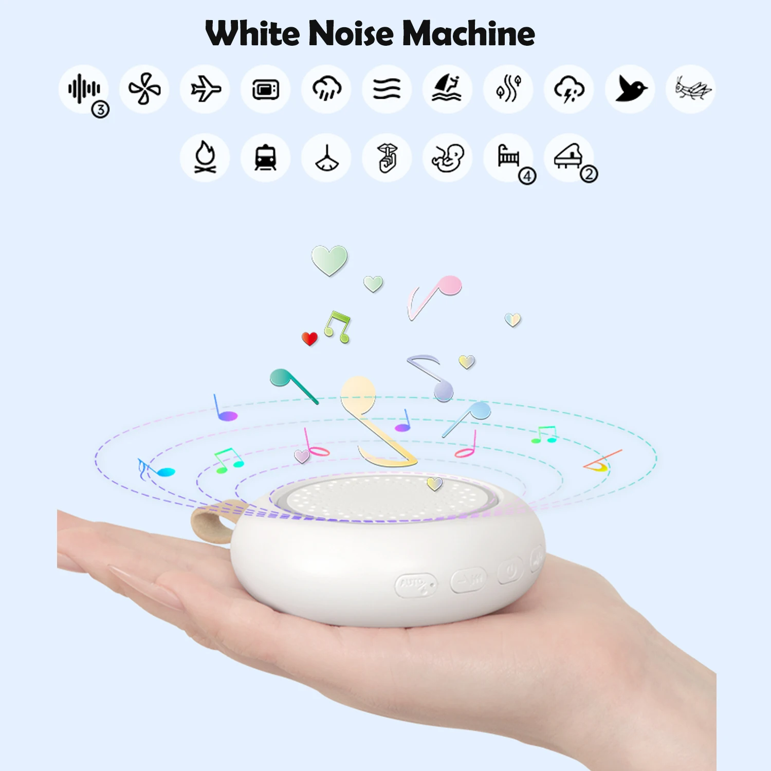 

Portable White Noise Machine with 500mAh Battery, 24 Soothing Sound Machine for Sleeping Relax,for Home, Travel, Nurser