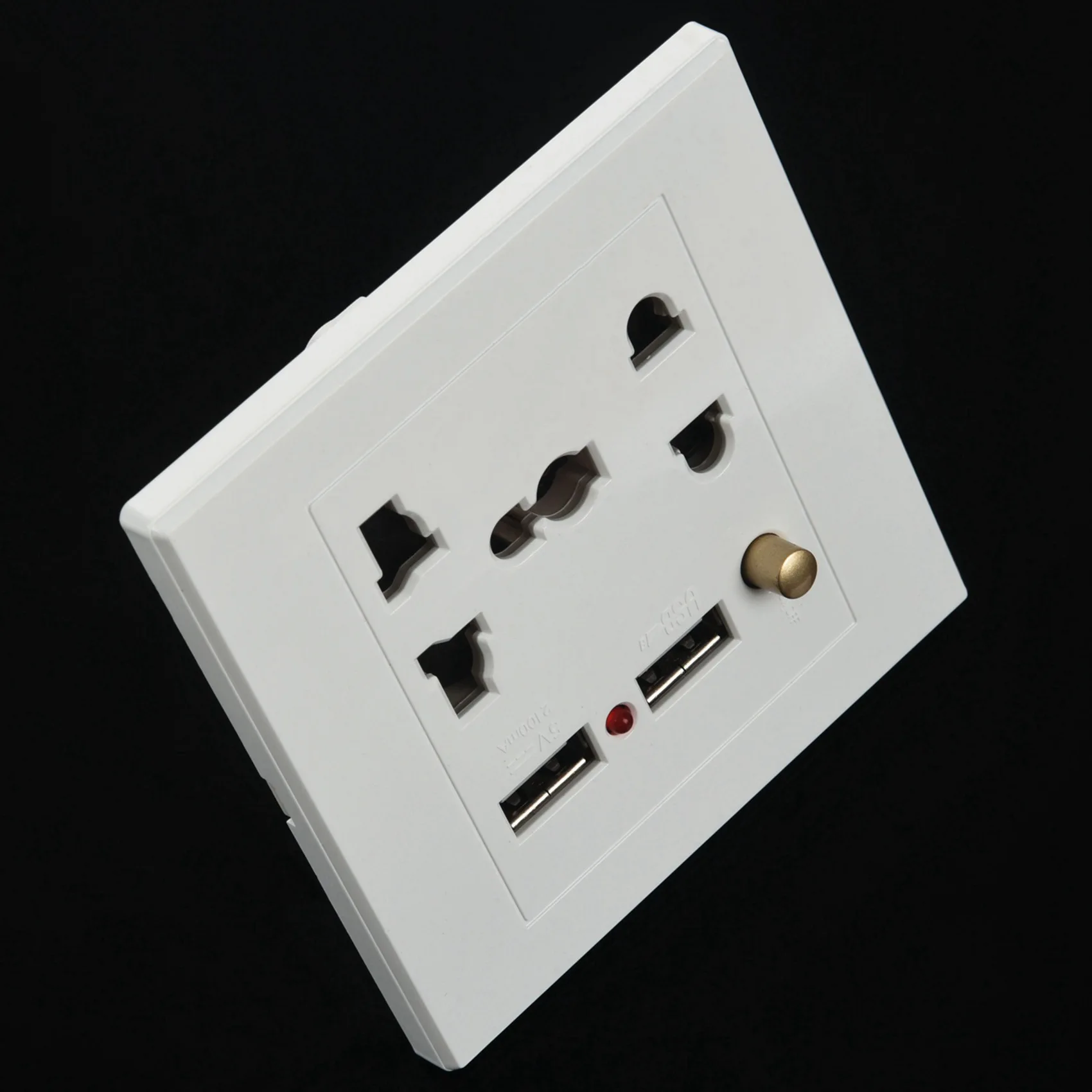 A93E-6X 2.1A Dual USB Wall Socket Adapter Universial Power Outlet Panel Wite Switch