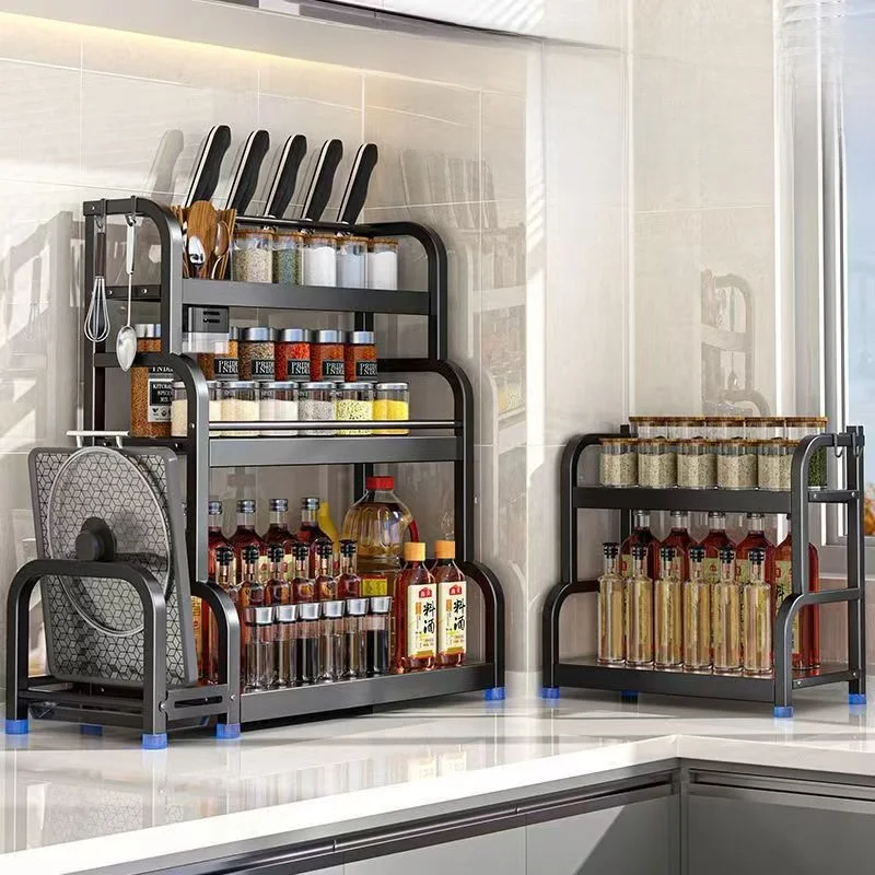 Etagere-de-rangement-multifonctionnelle-pour-cuisine-organiseur-d'epices-sauces-vinaigre-sel-poivre-condiments-support-pour-ustensiles-et-baguettes-en-acier-au-carbone