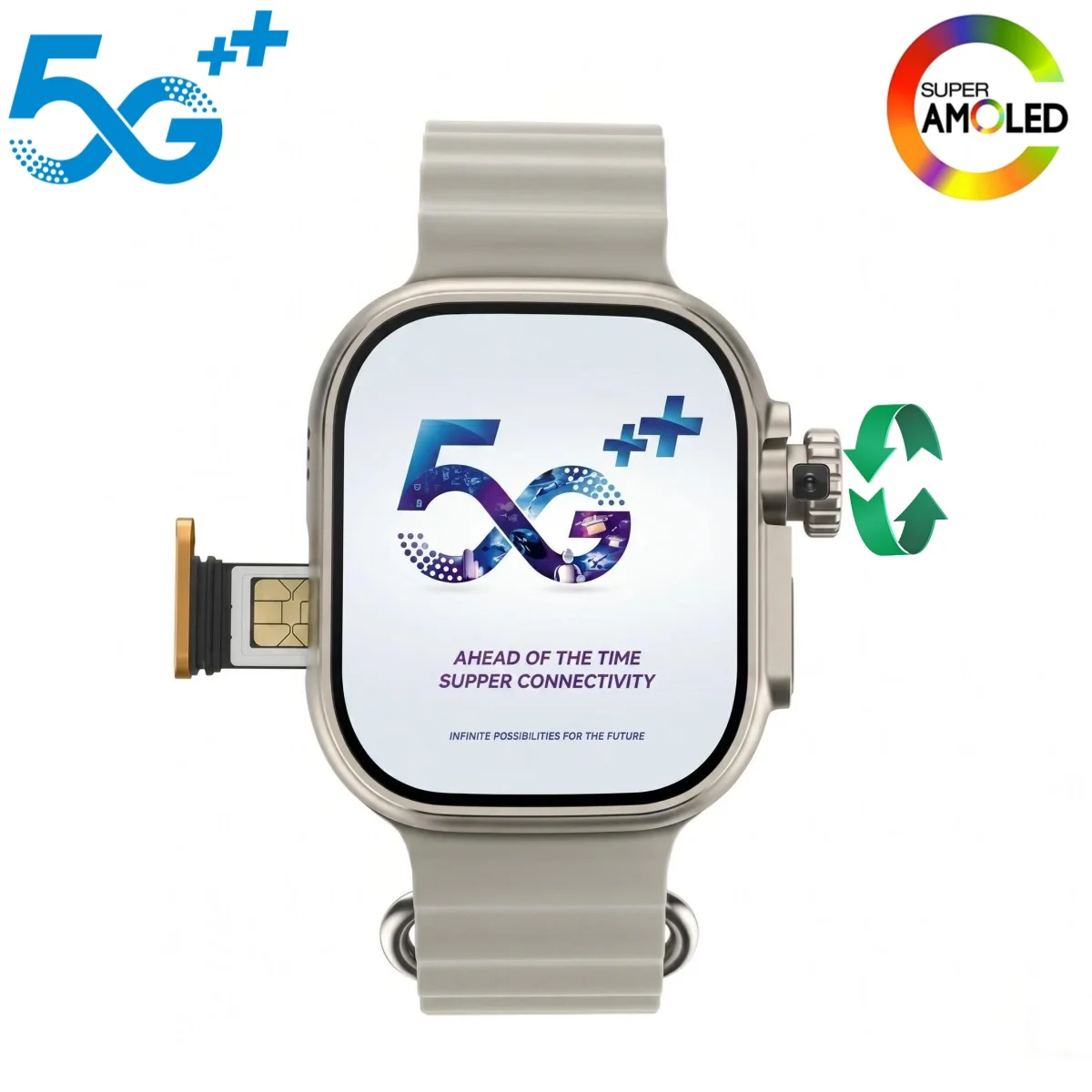

Original Ultra Ai4 Smartwatch 5G Full Netcom Smart Watches With 180° Rotary Camera Sim Card Slot App Free download GPS WIFI