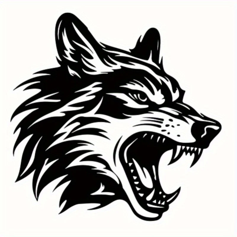 1 Stück Aufkleber mit wütendem Wolfskopf, wasserfester Vinyl-Aufkleber, Tribal-Dekor für Auto, Motorrad, Fahrrad